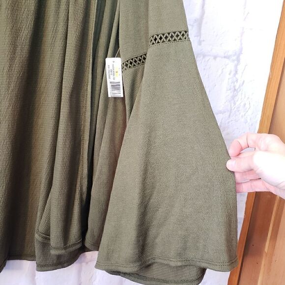 NEW DIRECTIONS Olive Green Open-Front Top - Picture 2 of 6